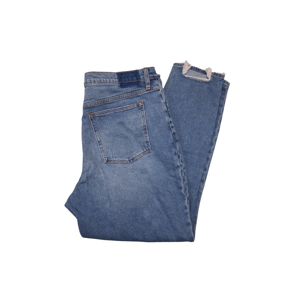 Abercrombie & Fitch The Skinny High Rise Jeans Blue Distressed Hem 34 Long 18L